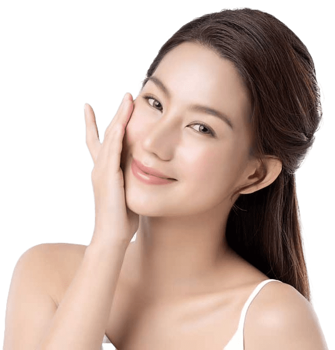 Female model receiving a chemical peel treatment.