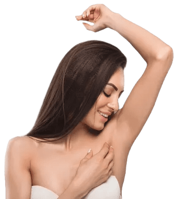 Female model receiving laser hair removal treatment.